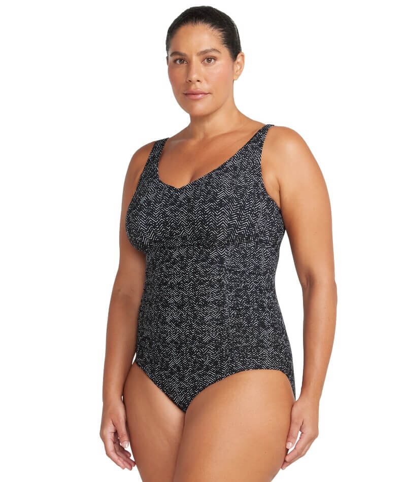 Artesands Zig Zag Raphael Underwire E-F Cup One Piece Swimsuit - Black - Image 4