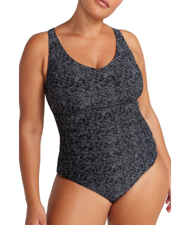 Artesands Zig Zag Raphael Underwire E-F Cup One Piece Swimsuit - Black - Image 5