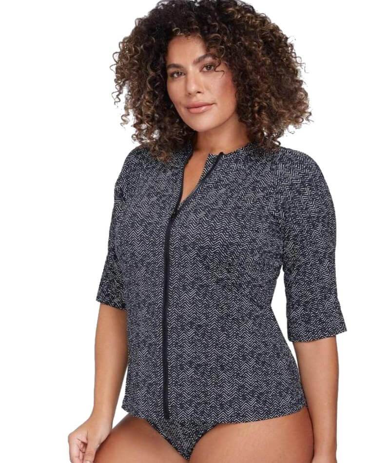 Artesands Zig Zag Sunsafe Short Sleeve Top - Black - Image 3