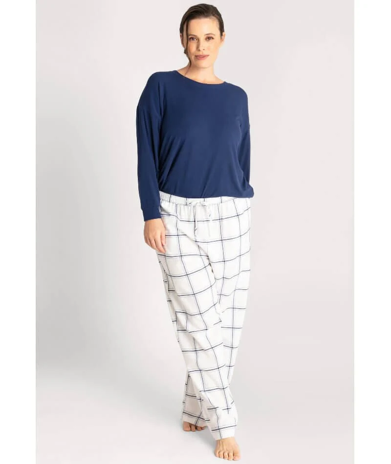 Ava & Audrey Amelia Brushed Cotton Pant - Ivory - Image 5