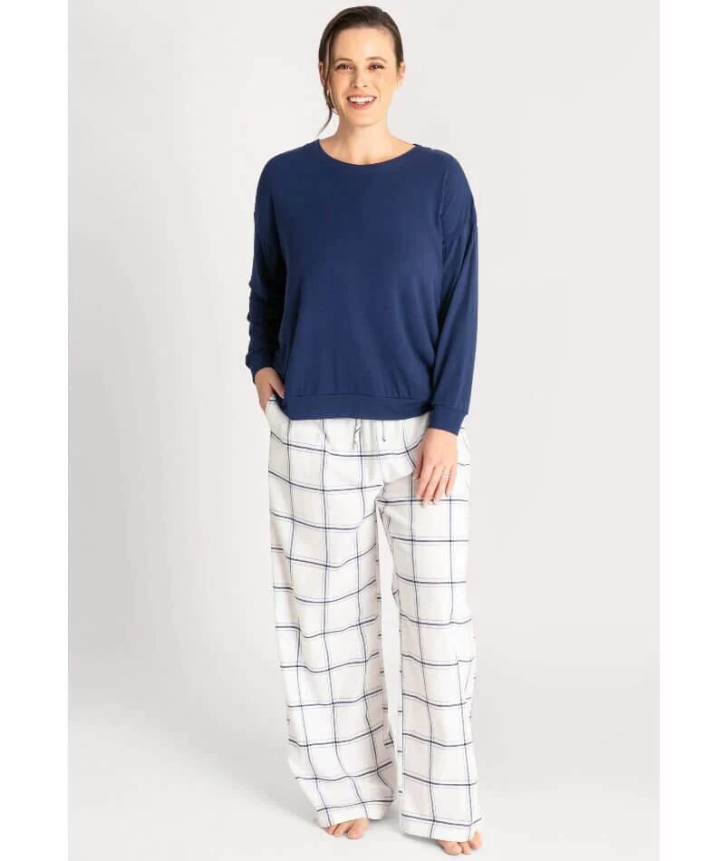 Ava & Audrey Amelia Brushed Cotton Pant - Ivory - Image 8