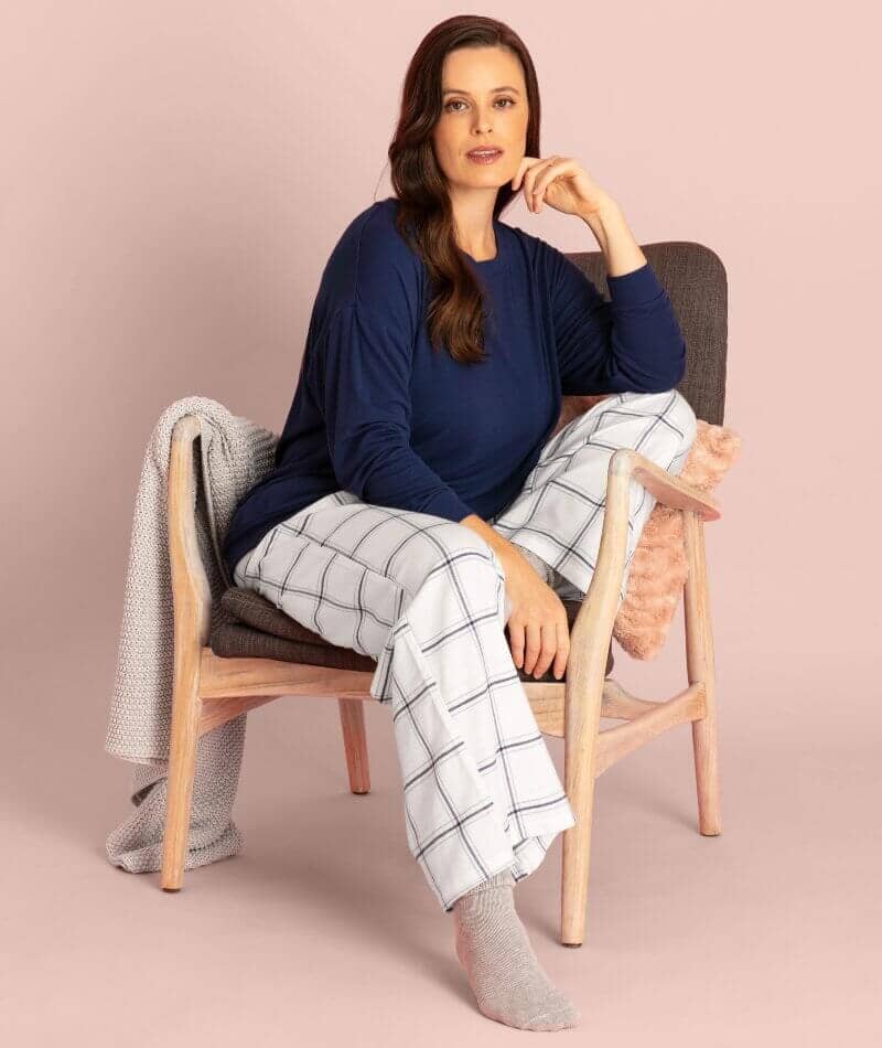 Ava & Audrey Amelia Brushed Cotton Pant - Ivory - Image 9
