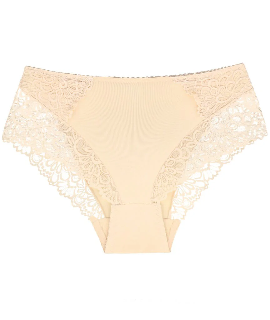 Ava & Audrey Aster Lace & Micro Full Brief - Beige - Image 3