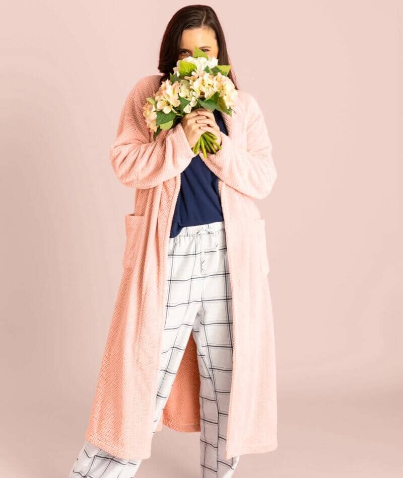 Ava & Audrey Betty Jacquard Fleece Robe - Blush - Image 6