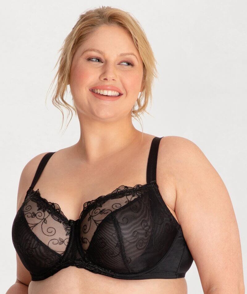 Ava & Audrey Elizabeth Embroidered Full Cup Underwired Bra - Black - Image 3