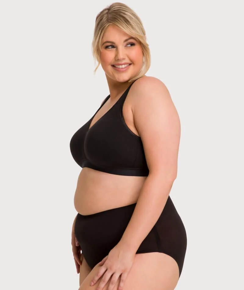 Ava & Audrey Faye Cotton Wire-free Support Bra 2 Pack - Black - Image 8
