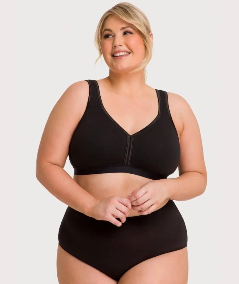 Ava & Audrey Faye Cotton Wire-free Support Bra 2 Pack - Black - Image 9