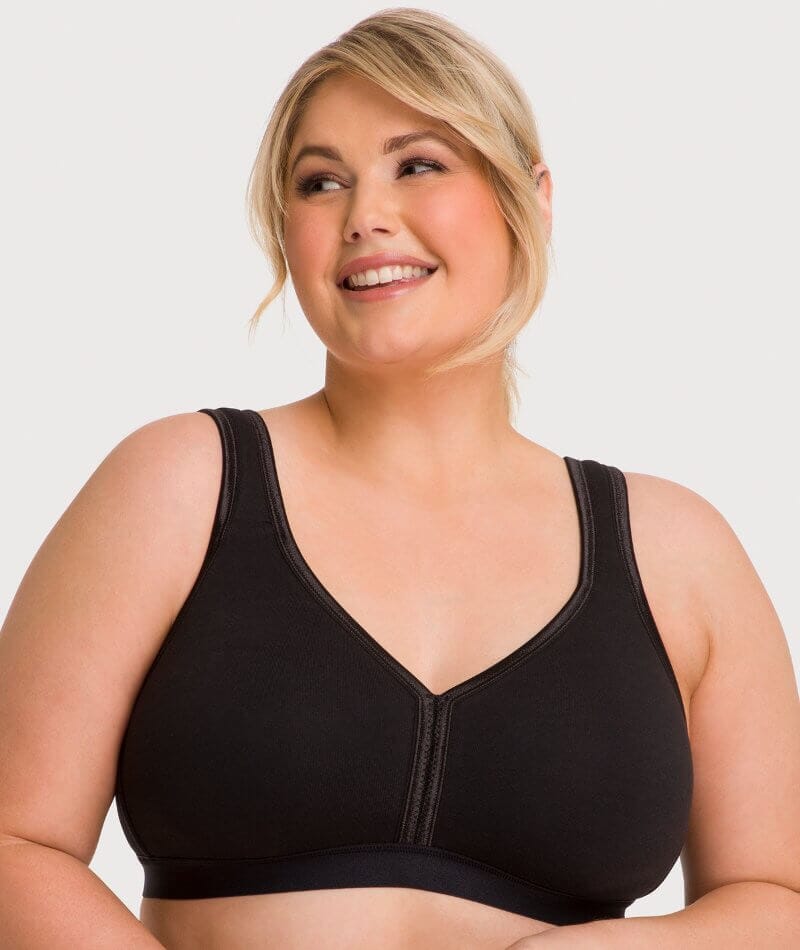 Ava & Audrey Faye Cotton Wire-Free Support Bra - Black - Image 4