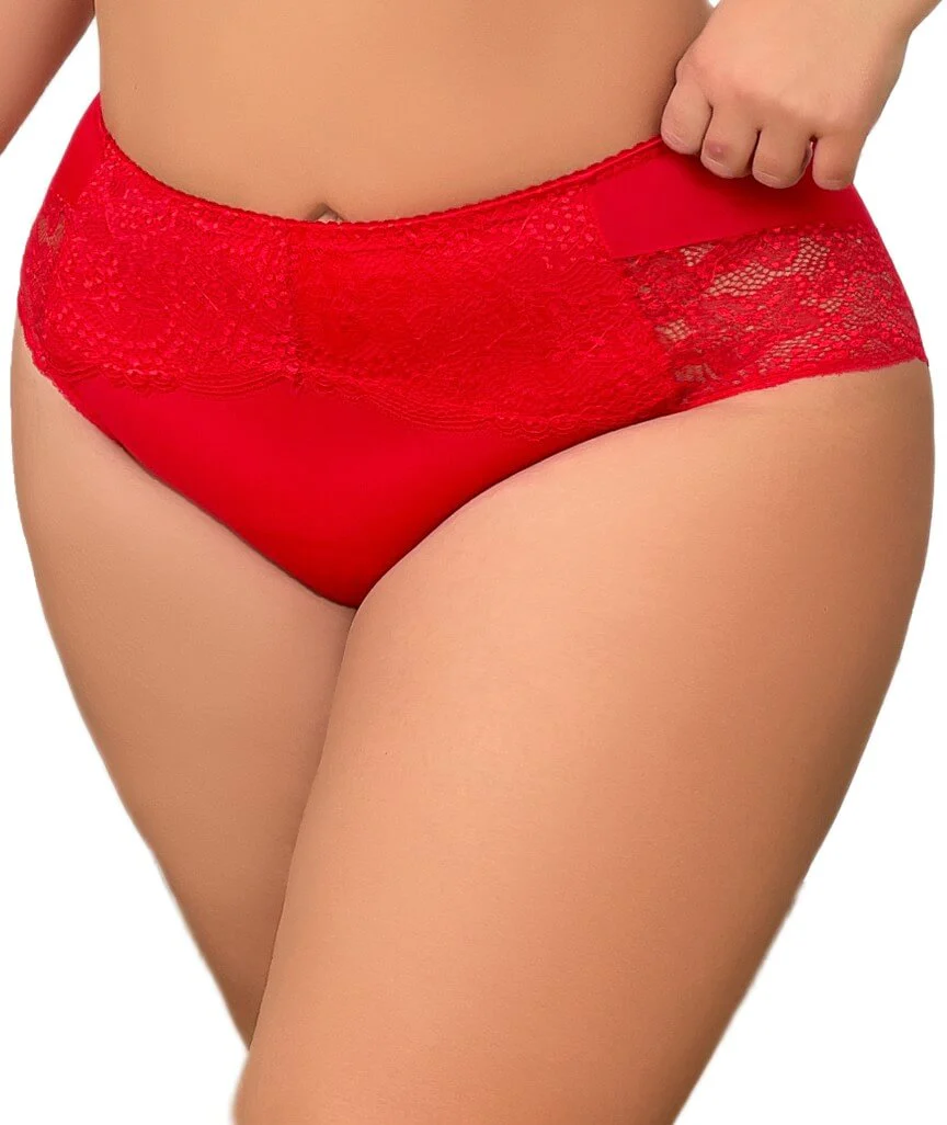 Ava & Audrey Florence Lace & Micro Full Brief - Red - Image 3