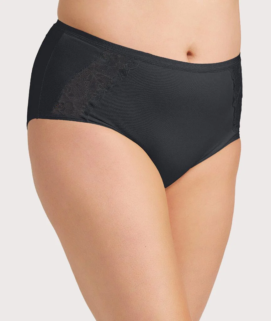 Ava & Audrey Hannah Cotton & Lace Full Brief - Black - Image 3