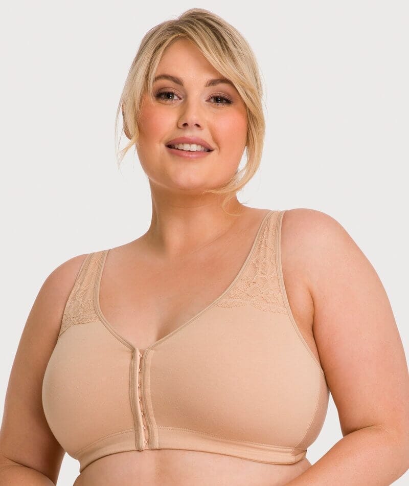 Ava & Audrey Hannah Cotton Wire-Free Front Opening Bra 2 Pack - Black/Frappe - Image 3
