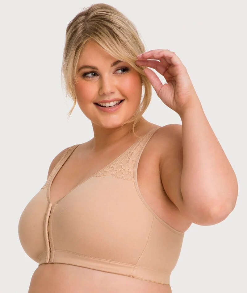 Ava & Audrey Hannah Cotton Wire-Free Front Opening Bra 2 Pack - Black/Frappe - Image 7