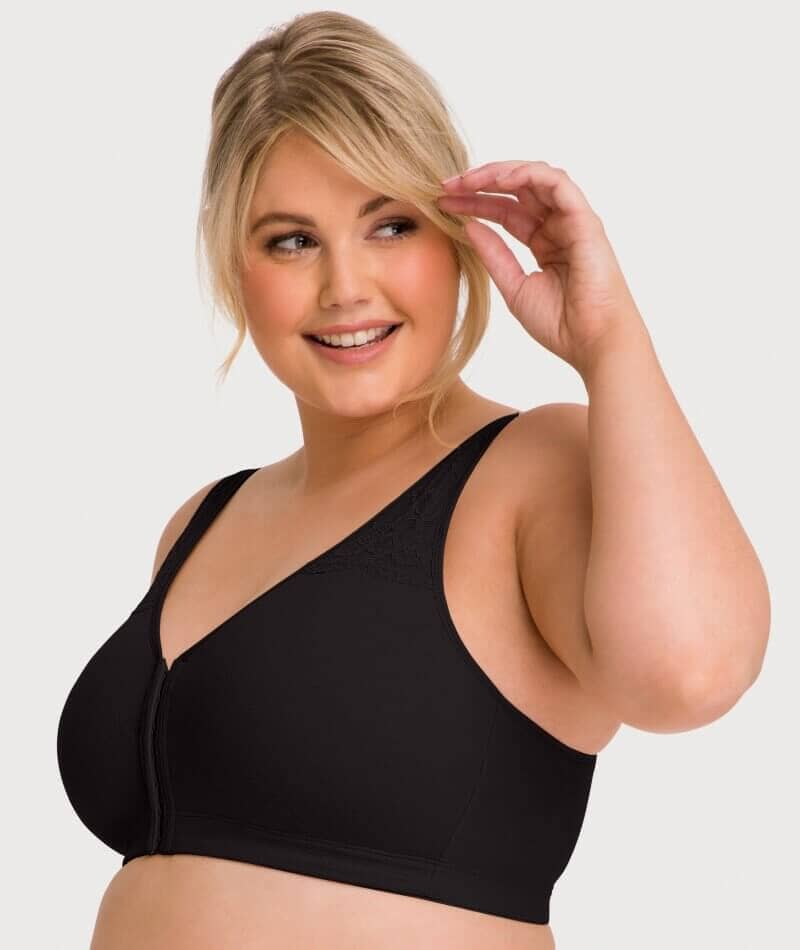 Ava & Audrey Hannah Cotton Wire-Free Front Opening Bra - Black - Image 3