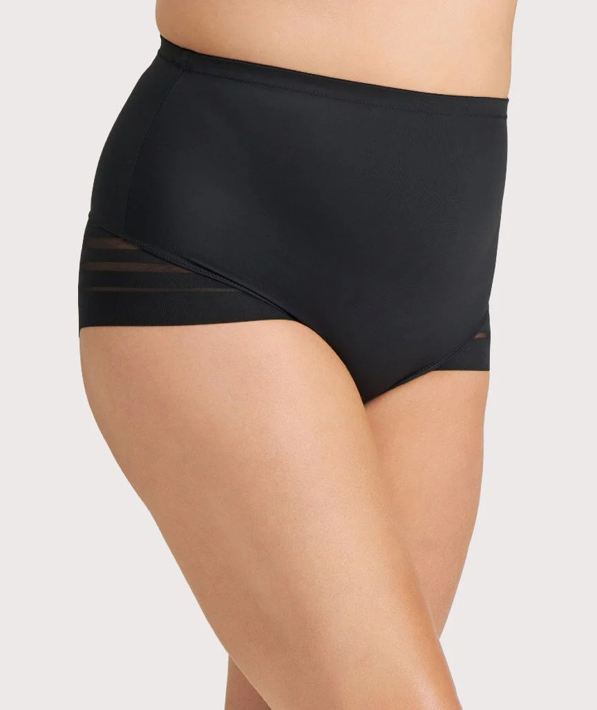Ava & Audrey Jacquard Stripe Smoothing Full Brief - Black - Image 3