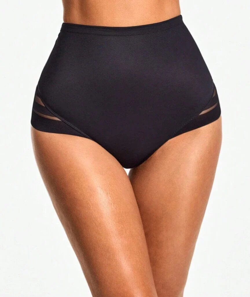Ava & Audrey Jacquard Stripe Smoothing Full Brief - Black - Image 4