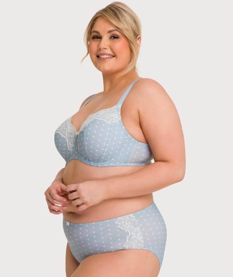 Ava & Audrey Jacqueline Full Brief with Lace - Blue/Ivory - Image 10