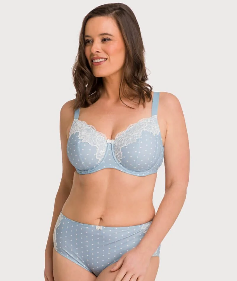 Ava & Audrey Jacqueline Full Brief with Lace - Blue/Ivory - Image 4