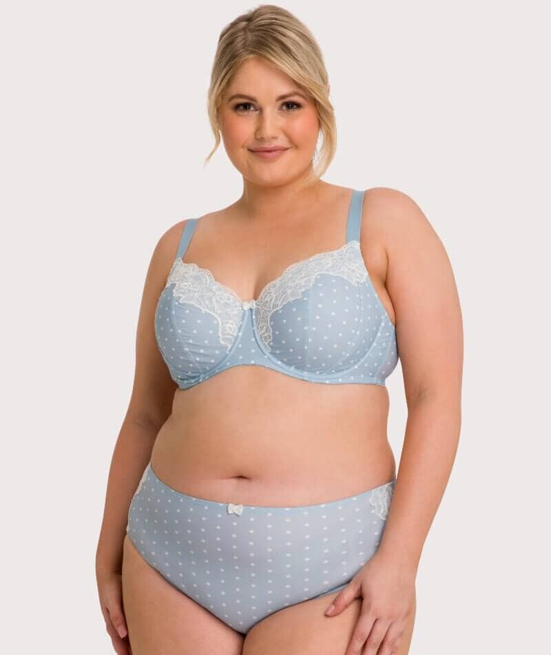 Ava & Audrey Jacqueline Full Brief with Lace - Blue/Ivory - Image 6