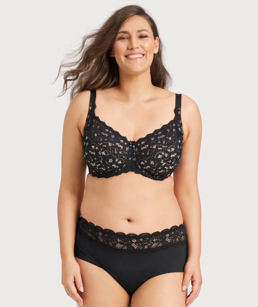 Ava & Audrey Jacqueline Lace Full Cup Underwire Bra - Black/Nude - Image 13