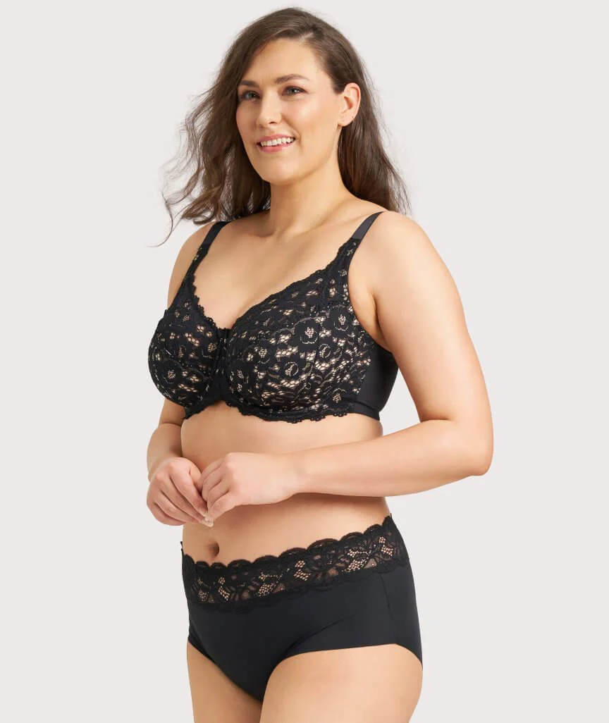 Ava & Audrey Jacqueline Lace Full Cup Underwire Bra - Black/Nude - Image 15