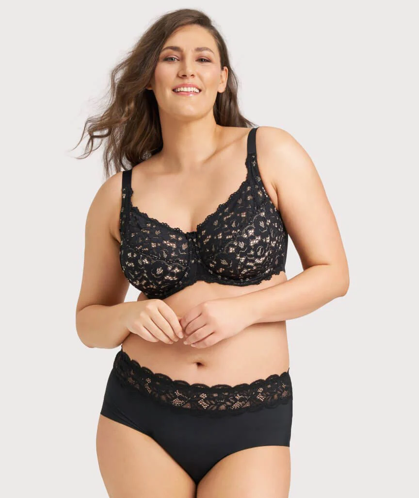 Ava & Audrey Jacqueline Lace Full Cup Underwire Bra - Black/Nude - Image 3