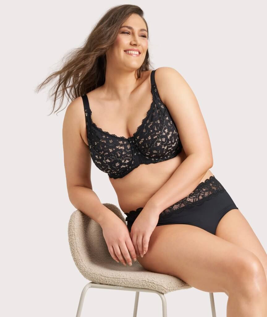 Ava & Audrey Jacqueline Lace Full Cup Underwire Bra - Black/Nude - Image 4