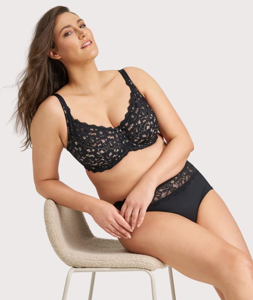 Ava & Audrey Jacqueline Lace Full Cup Underwire Bra - Black/Nude - Image 5