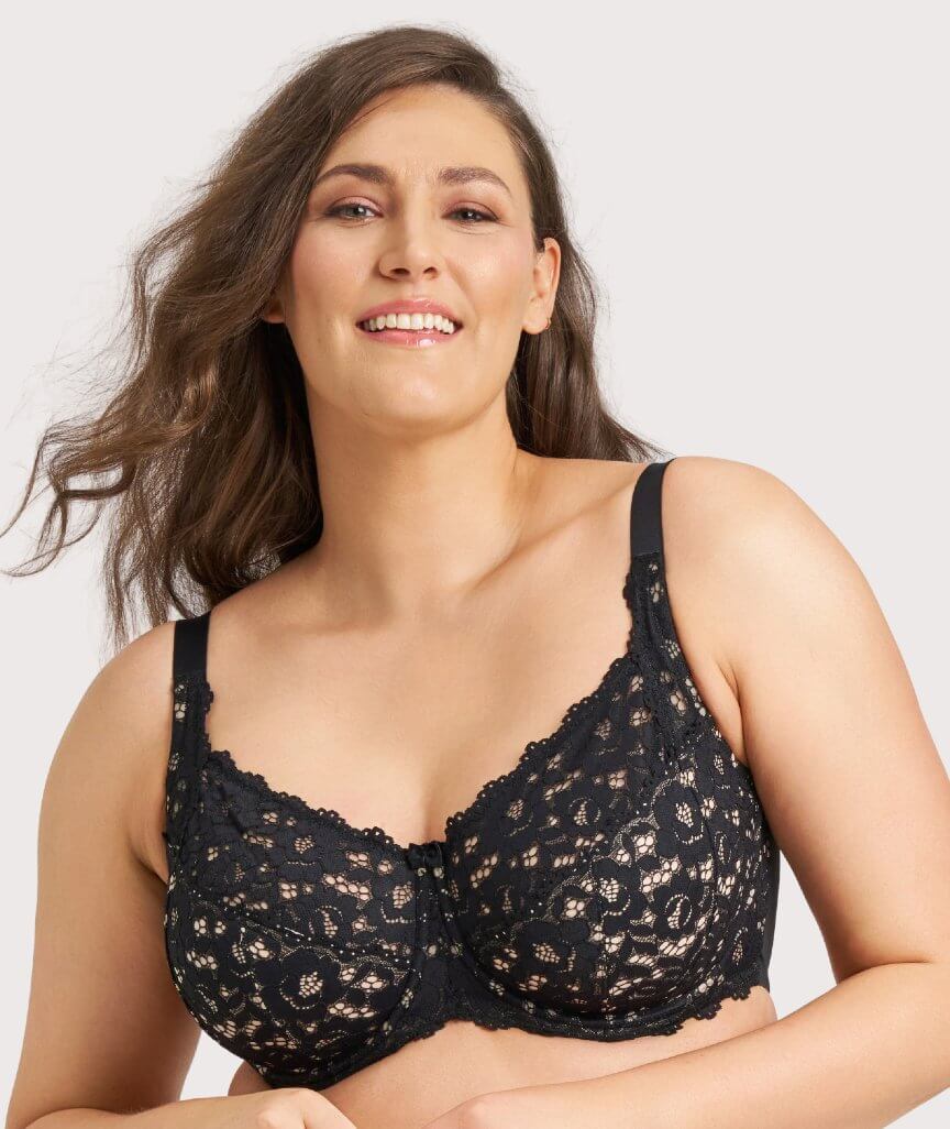 Ava & Audrey Jacqueline Lace Full Cup Underwire Bra - Black/Nude - Image 7