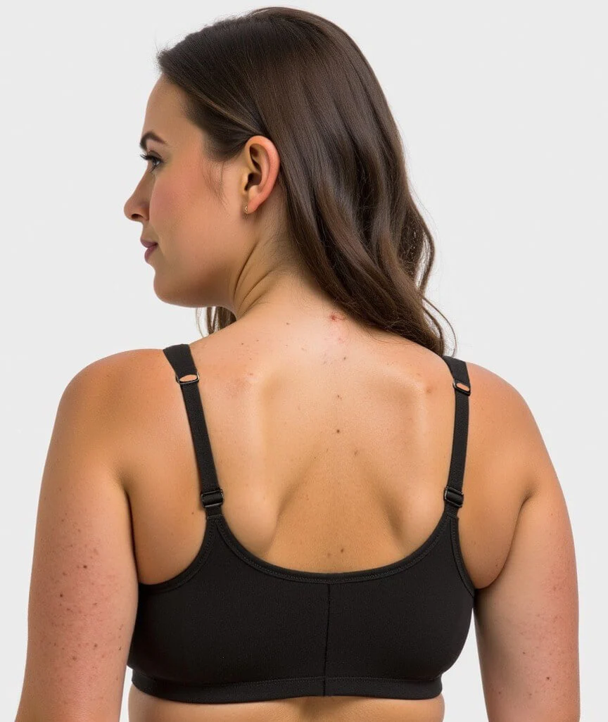 Ava & Audrey Margaret Cotton Wire-Free Front Opening Bra - Black - Image 2