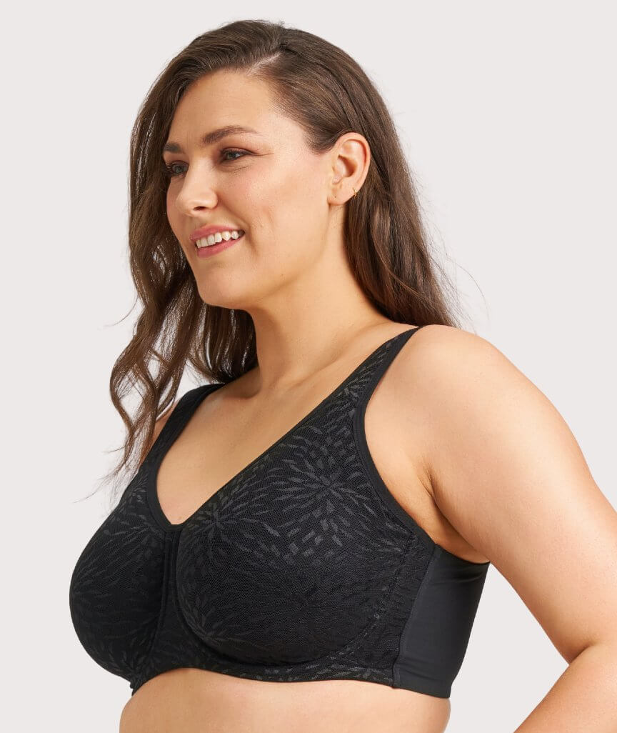 Ava & Audrey Millie Jacquard Mesh T-Shirt Underwire Bra - Black - Image 3