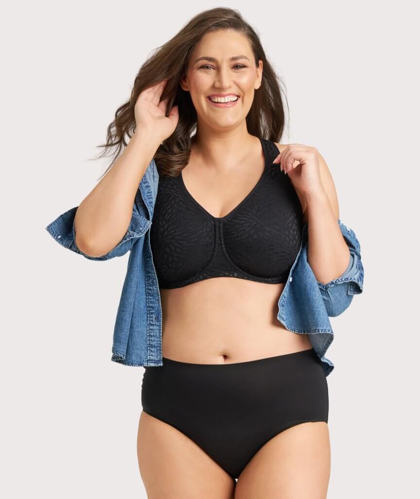 Ava & Audrey Millie Jacquard Mesh T-Shirt Underwire Bra - Black - Image 6
