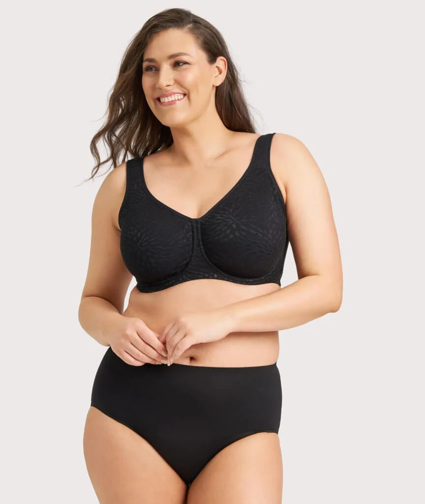 Ava & Audrey Millie Jacquard Mesh T-Shirt Underwire Bra - Black - Image 7