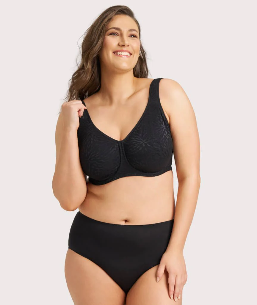 Ava & Audrey Millie Jacquard Mesh T-Shirt Underwire Bra - Black - Image 9