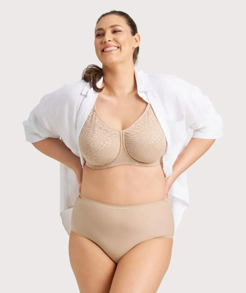 Ava & Audrey Millie Jacquard Mesh T-Shirt Underwire Bra - Nude - Image 7