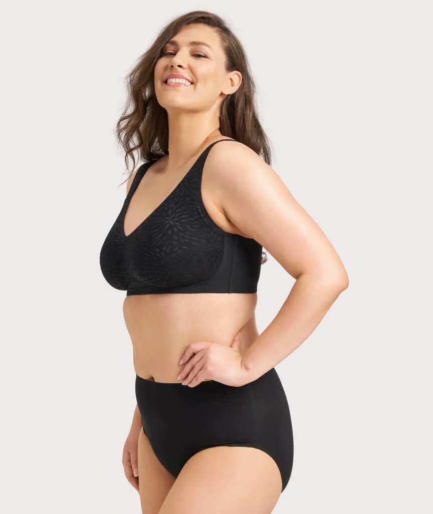 Ava & Audrey Millie Jacquard Mesh Wire-free Support Bra - Black - Image 7
