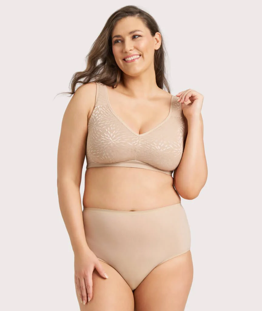 Ava & Audrey Millie Jacquard Mesh Wire-free Support Bra - Nude - Image 4