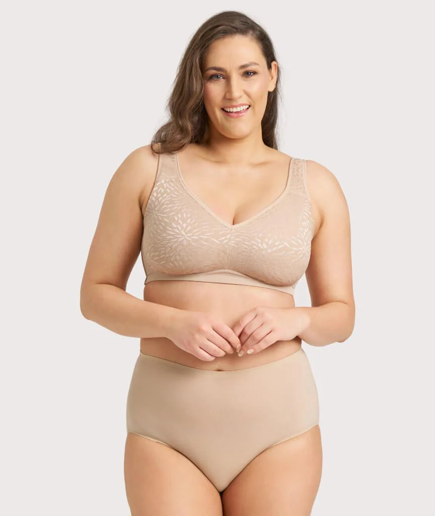 Ava & Audrey Millie Jacquard Mesh Wire-free Support Bra - Nude - Image 5