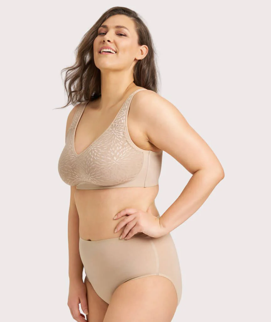 Ava & Audrey Millie Jacquard Mesh Wire-free Support Bra - Nude - Image 7