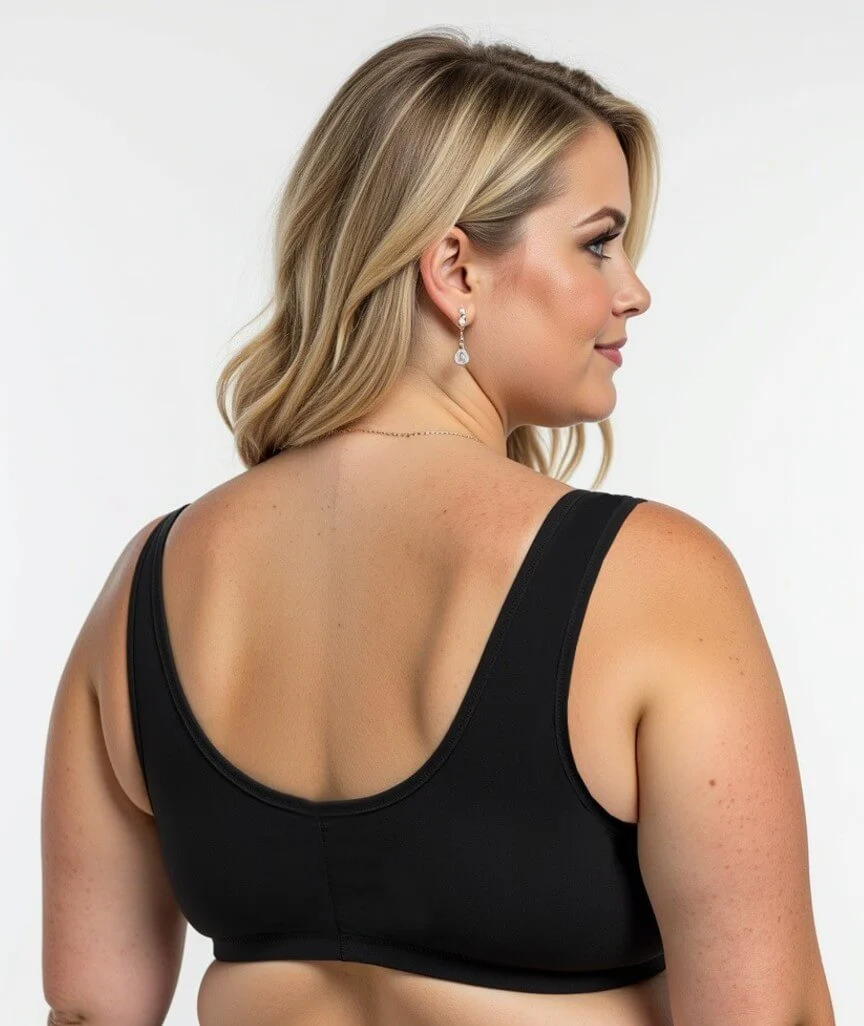 Ava & Audrey Priscilla Cotton Wire-Free Front Opening Bra - Black - Image 2