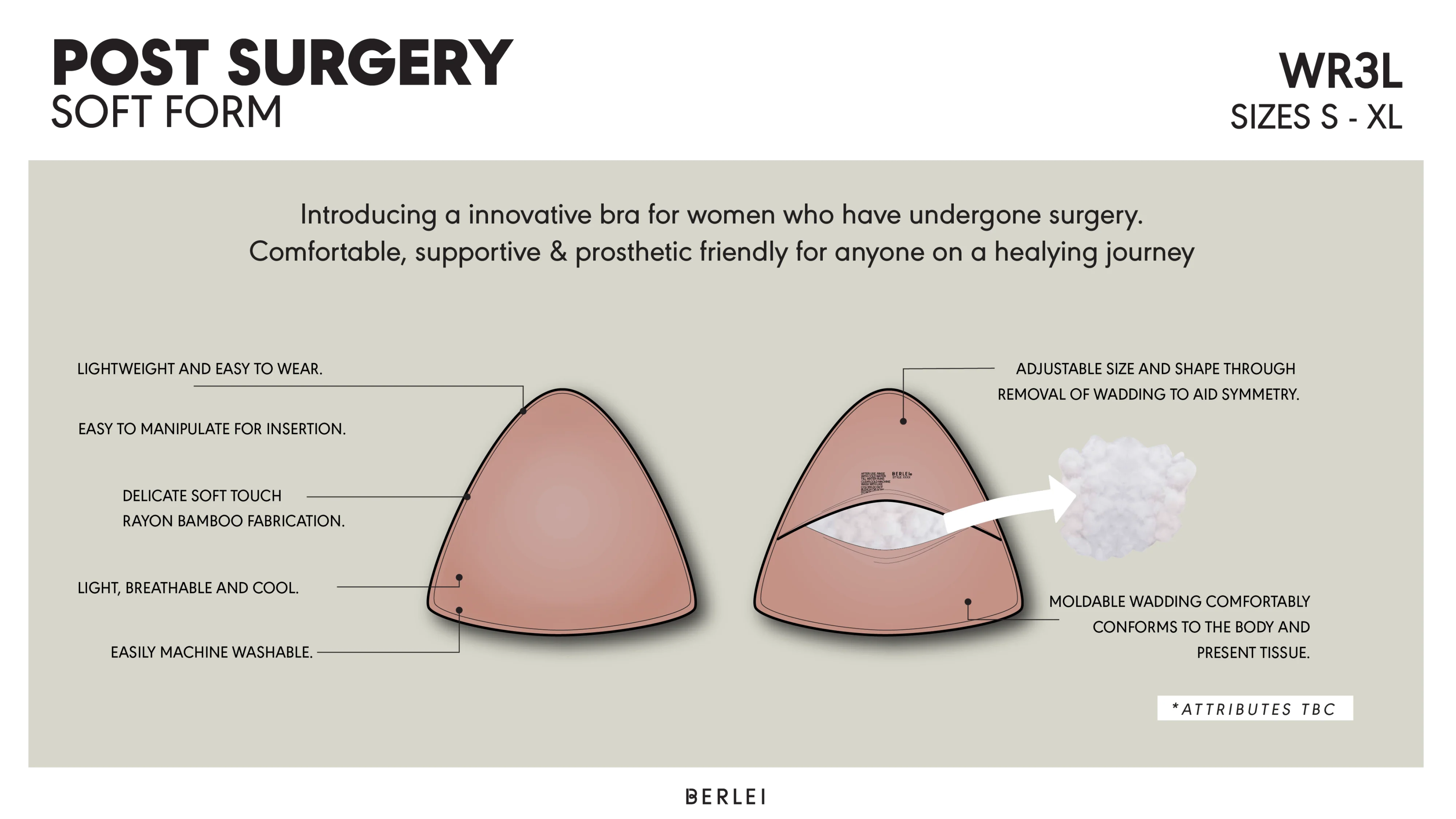Berlei Post Surgery Soft Form Bra Insert - Nude - Image 4