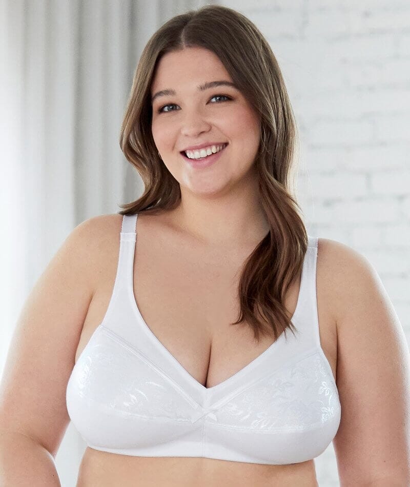 Bestform Floral Trim Wire-Free Cotton Bra With Lightly Lined Cups - White - Image 2