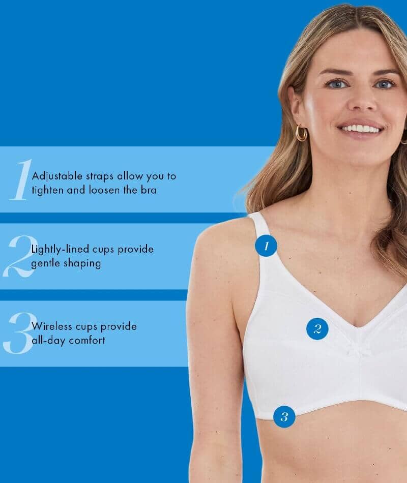 Bestform Floral Trim Wire-Free Cotton Bra With Lightly Lined Cups - White - Image 4