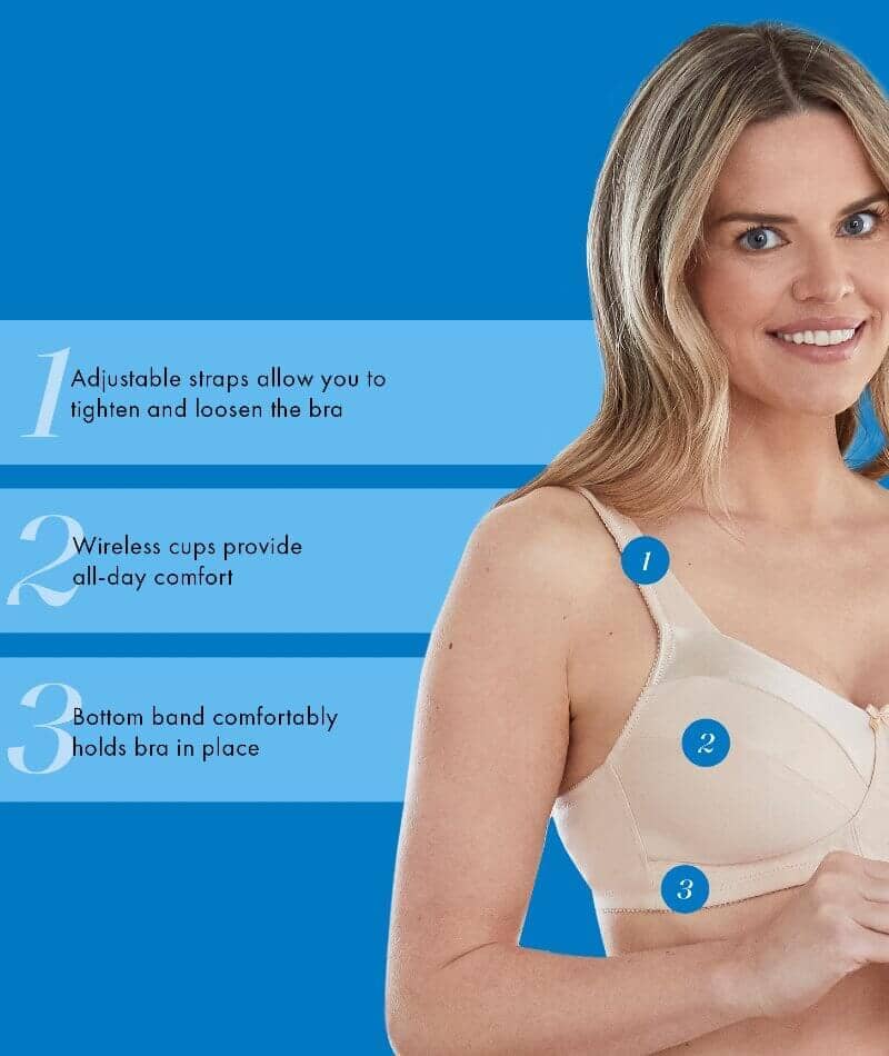 Bestform Satin Trim Wire-Free Cotton Bra With Unlined Cups 2 Pack - Nude - Image 5