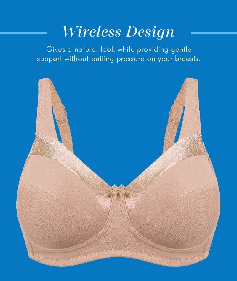 Bestform Satin Trim Wire-Free Cotton Bra With Unlined Cups 2 Pack - Nude/White - Image 10