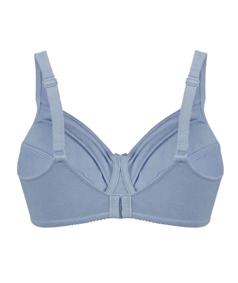 Bestform Satin Trim Wire-Free Cotton Bra With Unlined Cups - Periwinkle Blue - Image 7