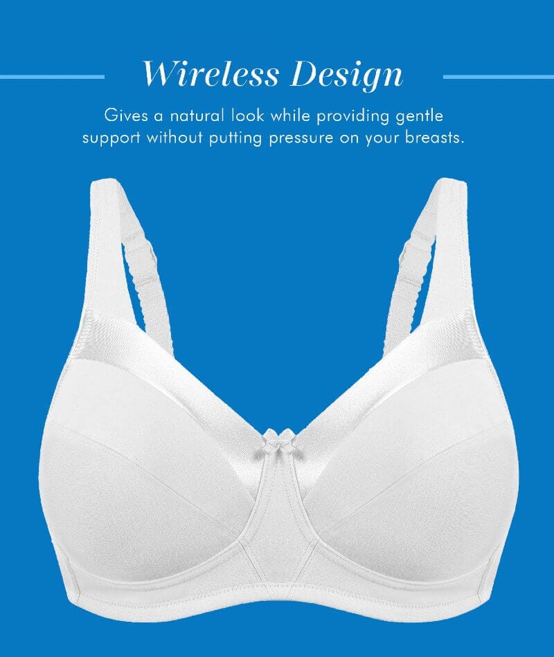 Bestform Satin Trim Wire-Free Cotton Bra With Unlined Cups - White - Image 5