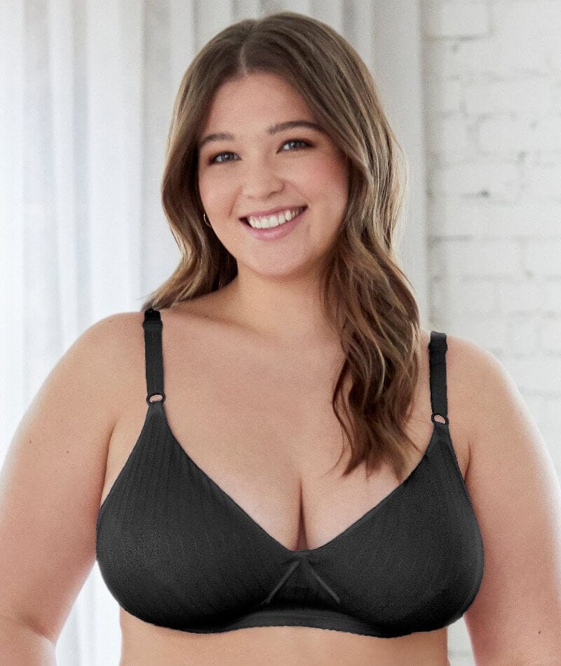 Bestform Striped Wire-Free Cotton Bra With Lightly Lined Cups - Black - Image 2