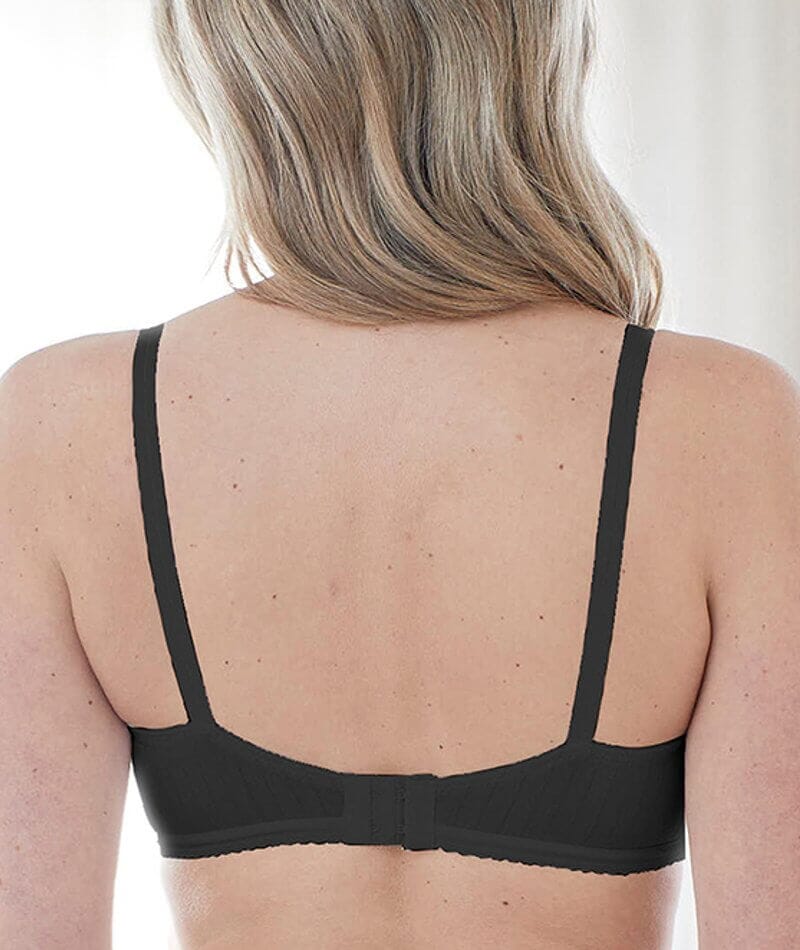 Bestform Striped Wire-Free Cotton Bra With Lightly Lined Cups - Black - Image 3