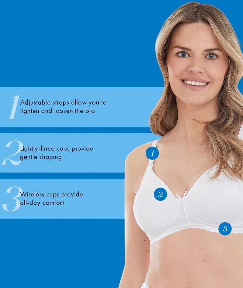 Bestform Striped Wire-Free Cotton Bra With Lightly Lined Cups - White - Image 4