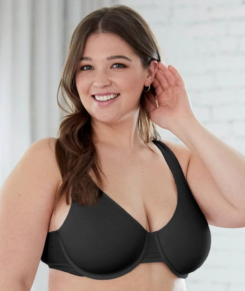 Bestform Unlined Cotton Stretch T-Shirt Bra with Underwire 2 Pack - Black - Image 3